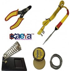 OkaeYa 5 In1 Electric Soldering Iron Stand Tool Wire Stripper Kit 25W Welding Stick Set