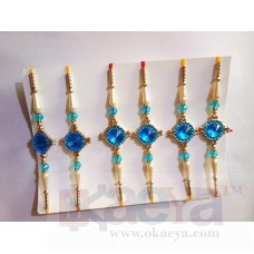OkaeYa.com Beautiful Blue Stone Rakhi for Brothers (1 Pcs)