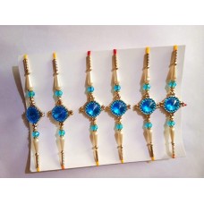 OkaeYa.com Beautiful Blue Stone Rakhi for Brothers (1 Pcs)