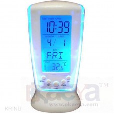 OkaeYa.com Square Clock Calender with Digital Thermometer Clock with LED Light Alarm Clock with High Performance Quality and Accurate Temperature Showing