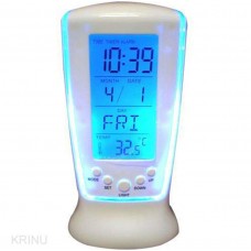 OkaeYa.com Square Clock Calender with Digital Thermometer Clock with LED Light Alarm Clock with High Performance Quality and Accurate Temperature Showing