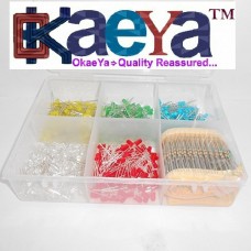 OkaeYa -250 Pc,5 Color 5 mm LED + 500 Pc Assorted Resistance + Electronics Component Box