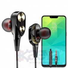 OkaeYa.com Boom 2 Headphone 4D Deep Bass Stereo Earphone Dual Driver Sport Wired Headset with Mic for All Smartphones (Black/Gold)