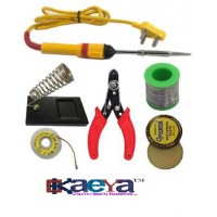 OkaeYa  6 In1 Electric Soldering Iron Stand Tool Wire Stripper Kit 25 Watt Welding Stick Set