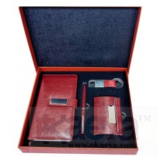 OkaeYa.com 4 in 1 Leather Gift Set with Pen, Planner Diary, Card Holder and Metal Key chain