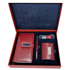 OkaeYa.com 4 in 1 Leather Gift Set with Pen, Planner Diary, Card Holder and Metal Key chain