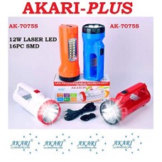 OkaeYa Akari-Plus AK-7075S 12 W Laser Led 16Pc SMD Rechargeable Torch