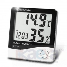 OkaeYa HTC Digital Display Room Temperature Humidity Meter Thermometer Time And Alarm Clock