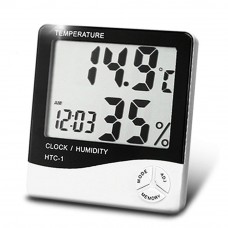 OkaeYa HTC Digital Display Room Temperature Humidity Meter Thermometer Time And Alarm Clock