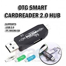 OkaeYa OTG Smart Card Reader + 2.0 hub Adapter.Smart Connection Kit, Micro USB OTG Smart Connection Kit with TF Card Slot for Android Phones & Tablets (Color May Vary)