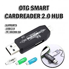OkaeYa OTG Smart Card Reader + 2.0 hub Adapter.Smart Connection Kit, Micro USB OTG Smart Connection Kit with TF Card Slot for Android Phones & Tablets (Color May Vary)
