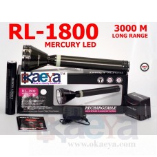 OkaeYa RL-1800 Mercury Led Rechargeable Industrial Security Purpose Metal Torch 