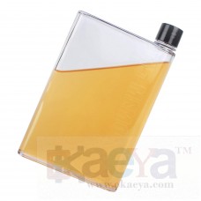 OkaeYa Flat Plastic A5 Memo Notebook Water Bottle, 420 ml, Clear