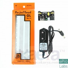 OkaeYa KIT Breadboard + Power Supply Module + 12V / 1A Power Adapter Kit for Arduino