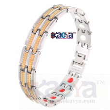 OkaeYa Bio Magnetic Gold Stainless Steel Funky Design Fashion Bracelet