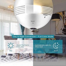 OkaeYa 1.3MP 960p Bulb Shape Fisheye 360° Panoramic Wireless WiFi IP CCTV Security Camera with Night Vision