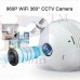 OkaeYa 1.3MP 960p Bulb Shape Fisheye 360° Panoramic Wireless WiFi IP CCTV Security Camera with Night Vision