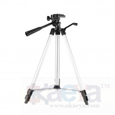 OkaeYa WT-330A Portable Tripod Stand 3 Way Head for Digital Camera, Camcorder, with Mobile Holder Tripod Kit (Supports Up to 3000 g)