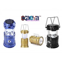 OkaeYa 6 LED Solar Power Camping Lantern Rechargeable Collapsible Night Light (Color May Vary)