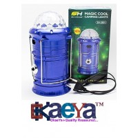 OkaeYa 6 LED Solar Power Emergency Light Bulb (Lantern) - Travel Camping / Hiking Lantern - With 1 Watt LED FlashLIght and 3 LED Disco Bulb - Assorted Colours 5802