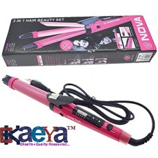 OkaeYa Set of 1, 2-in-1 Ceramic Plate Combo of Hair Straightener Plus Curler (Pink, 1818-SC)(1PC)