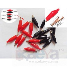 OkaeYa Alligator Clip 10Pcs - 45 mm Medium Size Red And Black Crocodile Clips Test Leads