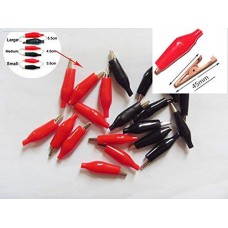 OkaeYa Alligator Clip 10Pcs - 45 mm Medium Size Red And Black Crocodile Clips Test Leads