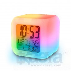 OKaeYa Mini 7 Colors Change Digital Alarm Clock Snooze Led Light Clock Talking Electronic Table Watch