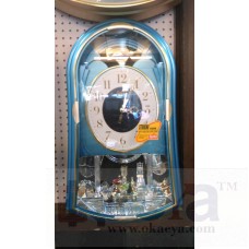 OkaeYa musically pendulum wall clock blue color rectangular shape