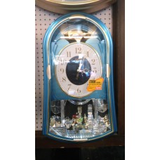 OkaeYa musically pendulum wall clock blue color rectangular shape