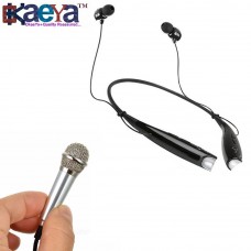 OkaeYa Portable Wired 3.5mm Mini Handheld Microphone Stereo Mic & HBS 730 Wireless Bluetooth Headset Stereo Earphone 