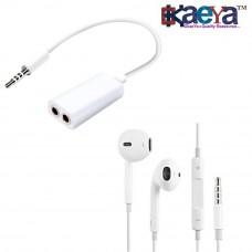 OkaeYa U Splitter 3.5 mm Dual Audio Line Headset Jack Splitter with 3.5Mm Jack and Mic With In-Ear Style Earphones