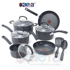 OkaeYa Nonstick Expert Interior Thermo-Spot Heat Indicator Cookware Set, 12-Piece, 