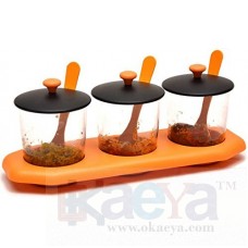 OkaeYa 3 in 1 Multipurpose Dining Achar Jars & Stand, Container