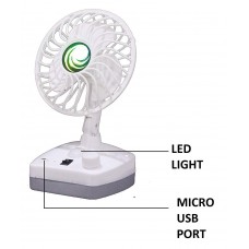 OkaeYa Portable Rechargeable USB 5 Inch 7 Speed Table Desk Fan with Extra Bright Led Light - Random Colors