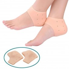 OkaeYa Silicone Heel Protector Anti-Crack Pad Socks Set (1 Pair) Heel Support (Free Size, Beige)