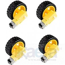 OkaeYa Duel Shaft Bo Motor 150 Rpm With Wheel, Black and Yellow