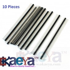 OkaeYa 40 Pin 1x40 Single Row Male 2.54 Breakable Pin Header Connector Strip for Arduino, Set of 10, Black