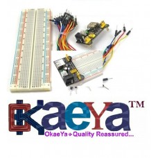 OkaeYa MB102 Breadboard 830P + MB102 Power Supply with 65 Pieces Male to Male Jumper Wires for Arduino Kit