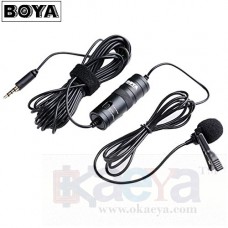 OkaeYa BY-M1 Omnidirectional Lavalier Microphone with 6 Meter Audio Cable and 1/4' Adapter Clip-On Mic for Smartphones, Canon, Nikon DSLR Cameras and Camcorders