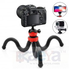 OkaeYa Flexible Tripod with 360° Rotating Ball Head Tripod for All DSLR Cameras(Max Load 1.5 kgs) & Mobile Phones + Free Heavy Duty Mobile Holder (10 Inch, Black)