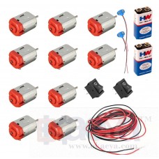 OkaeYa 6v-12v Standard dc Motor (10 Pcs), 9V Battery (2 Pcs) with Snap(Connector), Mini Rocker Switch (2 Pcs), WireOkaeYa 6v-12v Standard dc Motor (10 Pcs), 9V Battery (2 Pcs) with Snap(Connector), Mini Rocker Switch (2 Pcs), Wire n