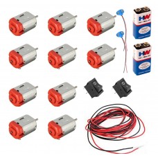 OkaeYa 6v-12v Standard dc Motor (10 Pcs), 9V Battery (2 Pcs) with Snap(Connector), Mini Rocker Switch (2 Pcs), WireOkaeYa 6v-12v Standard dc Motor (10 Pcs), 9V Battery (2 Pcs) with Snap(Connector), Mini Rocker Switch (2 Pcs), Wire n