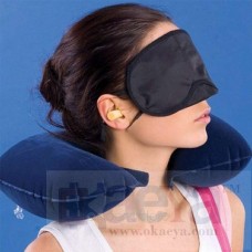OkaeYa 3 in 1 Travel Selection Comfort Neck Pillow, Travel Eye Shade Mask, Ear Plugs,Suitable for Train Bus Fligh Car etc