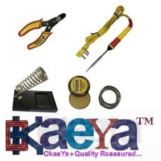 OkaeYa 5In1 Electric Soldering Iron Stand Tool Wire Stripper Kit 25W Welding Stick Set