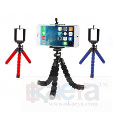 OkaeYa Adjustable Flexible Mini Portable Tripod Stand with Universal Smartphone Clip Holder - Multicolor