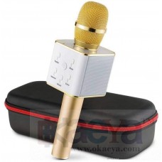 OkaeYa Q7 Wireless Karaoke Microphone Condensor, Q7 Sound Bluetooth Wireless Karaoke Mic with Speaker for Home, Singing, Recording Microphone Condenser for Mobile, Laptop (Golden Color)