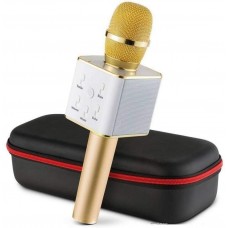 OkaeYa Q7 Wireless Karaoke Microphone Condensor, Q7 Sound Bluetooth Wireless Karaoke Mic with Speaker for Home, Singing, Recording Microphone Condenser for Mobile, Laptop (Golden Color)