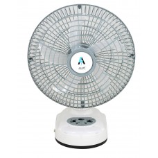 OkaeYa.com Akari Ak-8010 10" Rechargeable Ac/Dc Table Fan with Emergency Led Light, Solar Charging Facility -White
