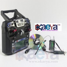 OkaeYa New Fly Sky Fs I6 2.4 G 2 A 6 Ch Afhds Rc Transmitter + Fs I A6 B Receiver + Cable Black